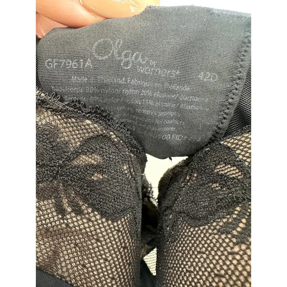 Olga‎ by Warners Cloud 9 Full-Figure Underwire Bra GF7961A Size 42D Black Sexy